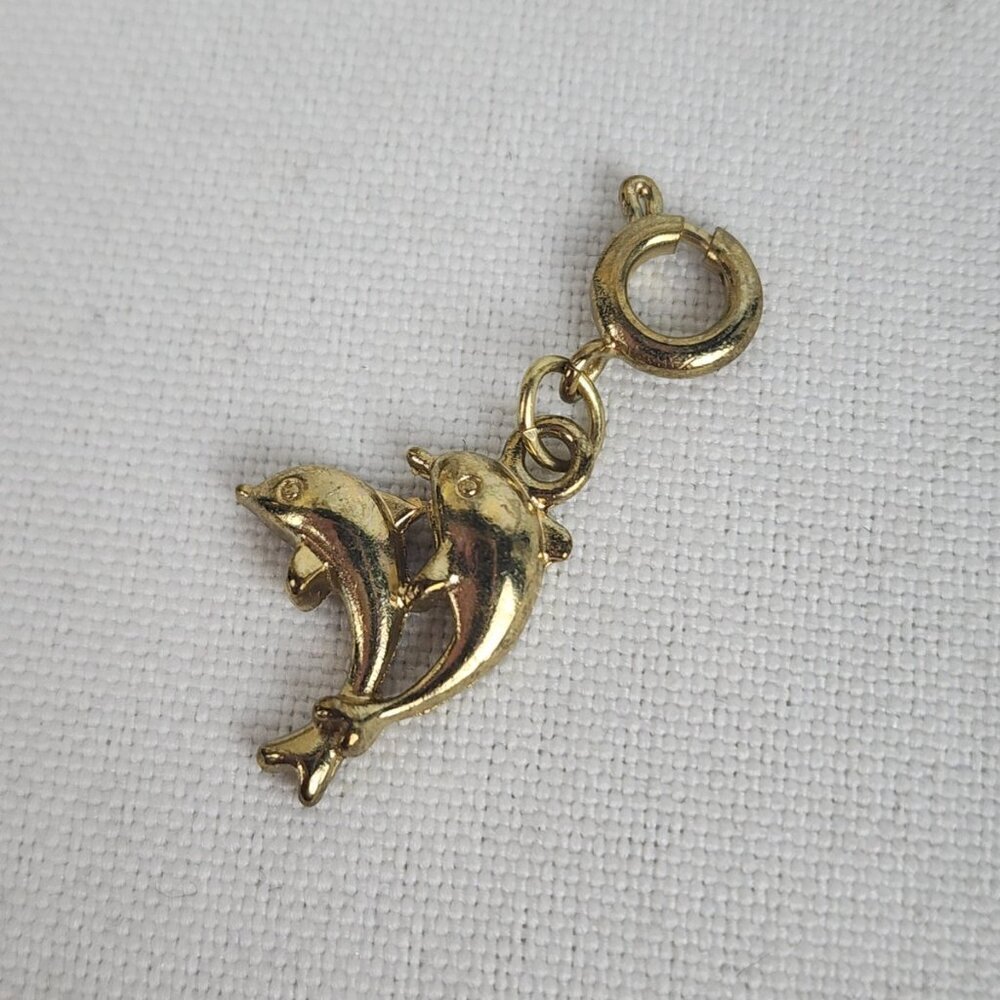 Vintage Gold Tone Dolphin Bracelet Charm